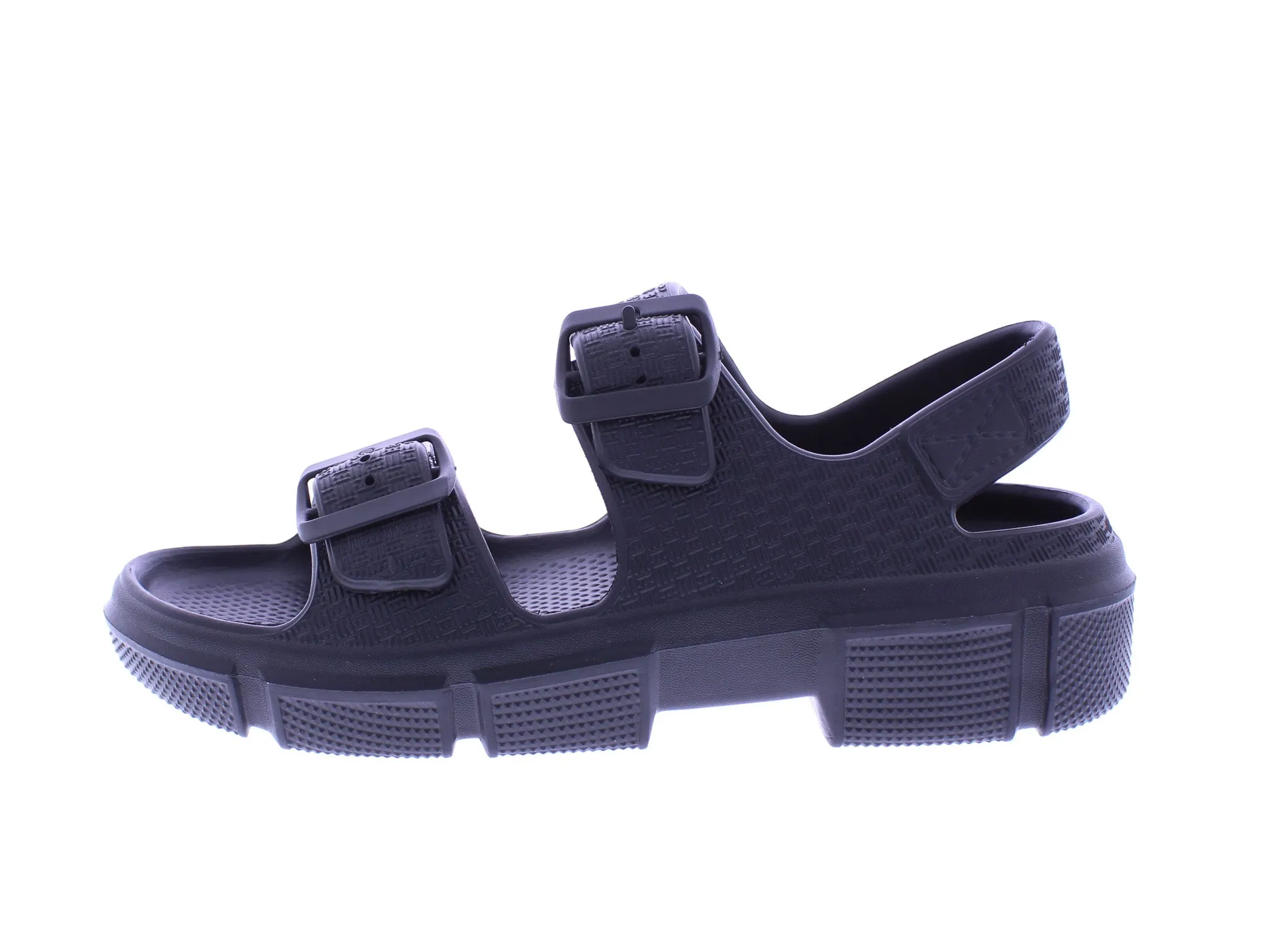 Women Embossed Double Buckle Sandal
