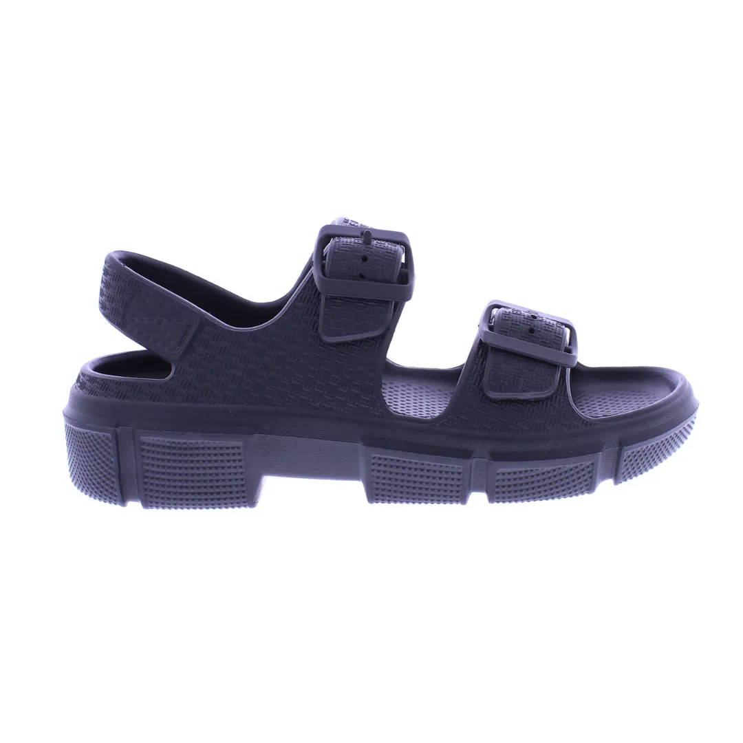 Women Embossed Double Buckle Sandal