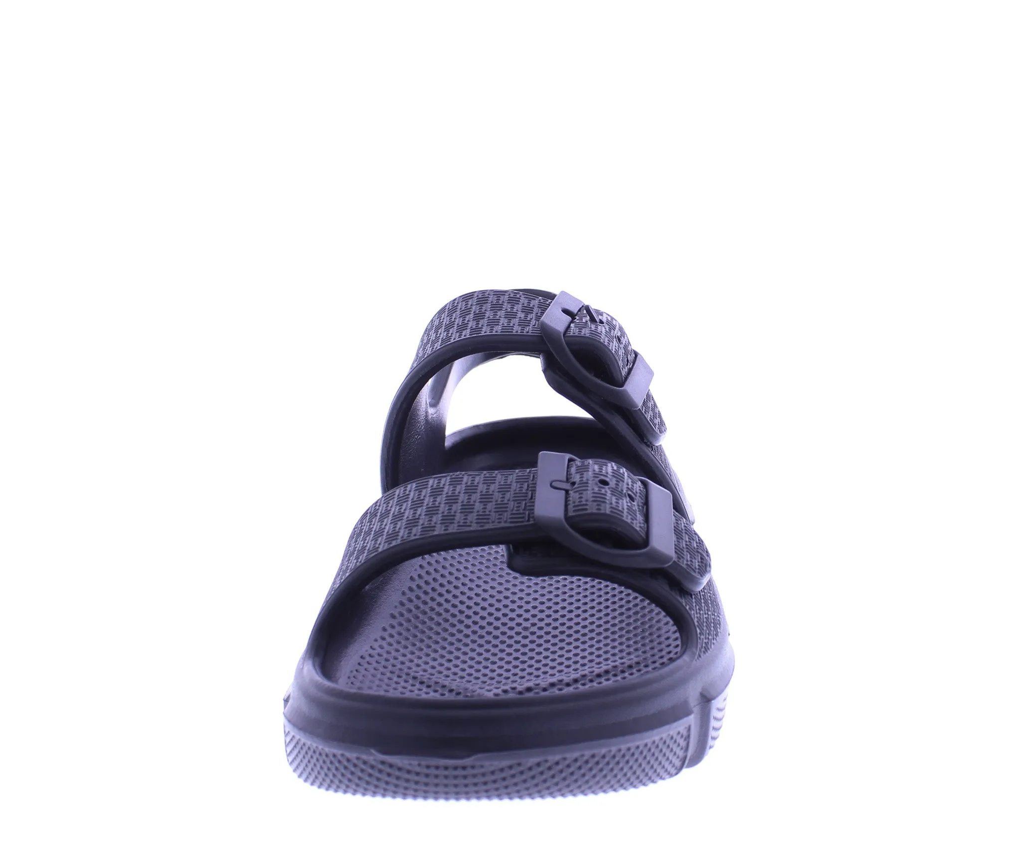 Women Embossed Double Buckle Sandal
