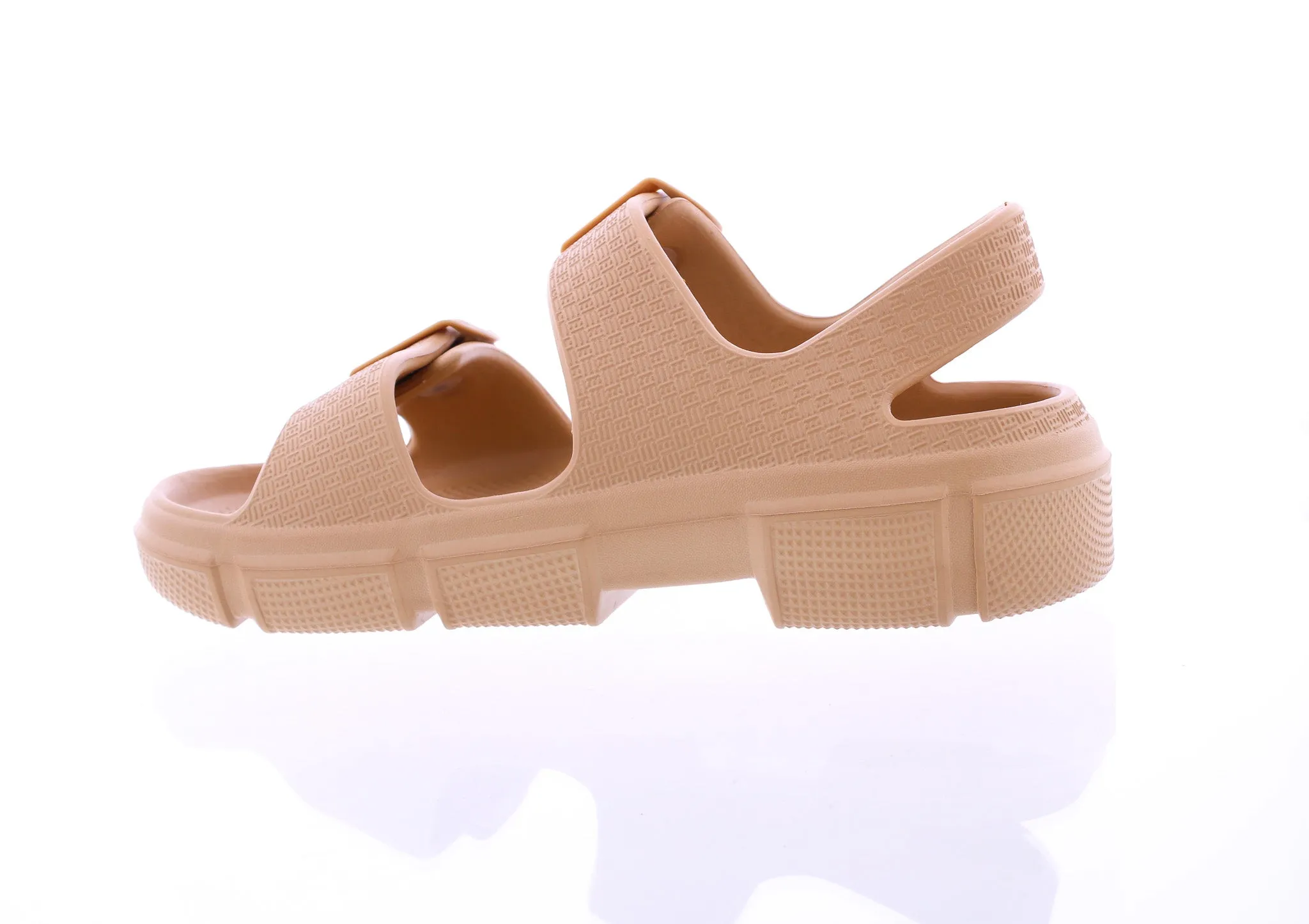 Women Embossed Double Buckle Sandal
