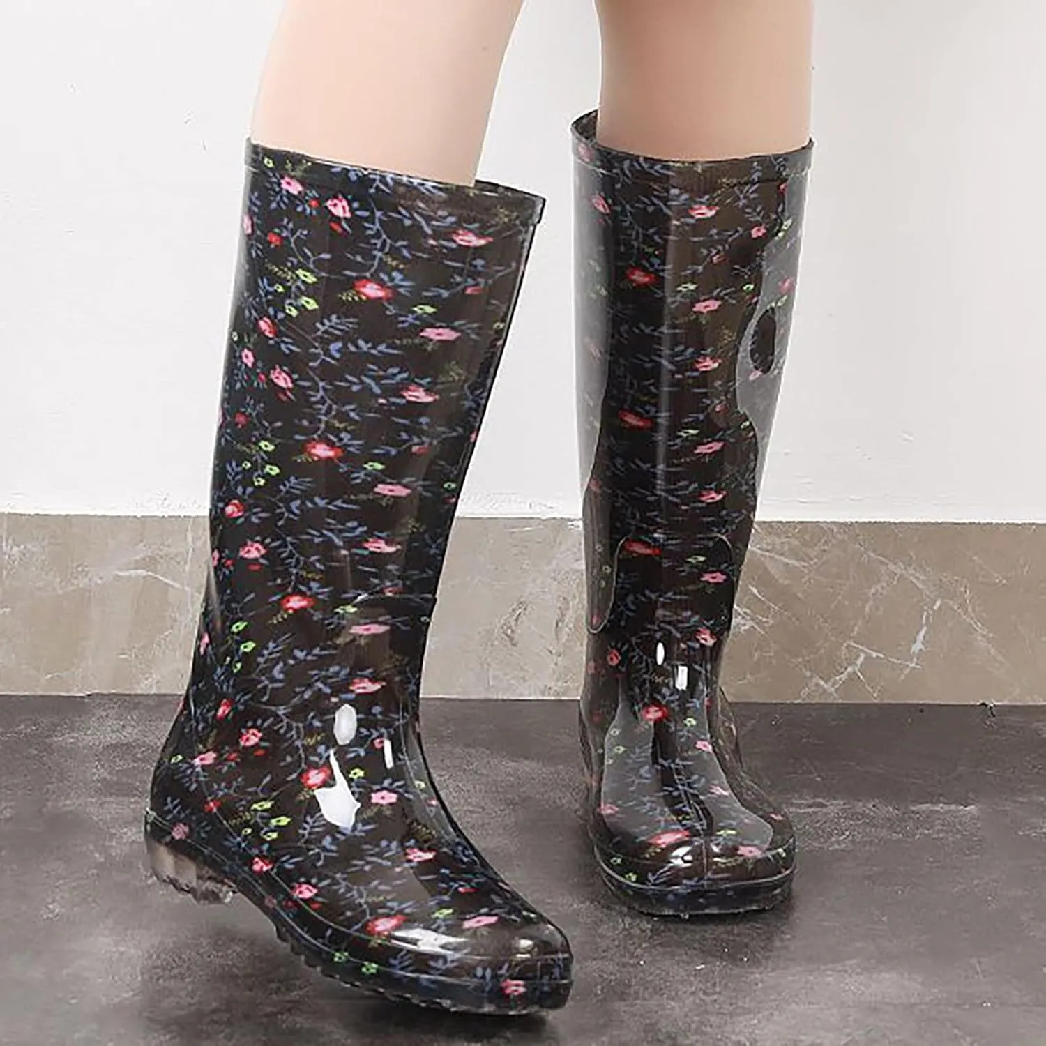 Womens Rain Boots Tall Waterproof Mens Grounded Footwear Black Bootie Boot Slip On Barefoot Shoes Packable Tall Rain Boots for Women Waterproof Mens Dress Boots
