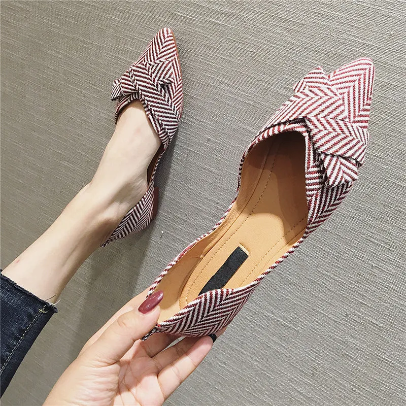 xiangtuibao  Fashion Flats for Women Shoes  Spring Summer Boat Shoes Pointed toe Casual Slip-on Shoes Elegant Ladies Footwear A1394