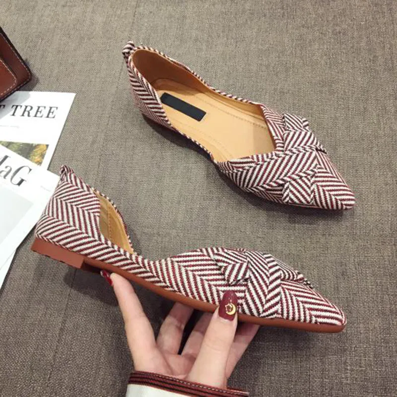 xiangtuibao  Fashion Flats for Women Shoes  Spring Summer Boat Shoes Pointed toe Casual Slip-on Shoes Elegant Ladies Footwear A1394